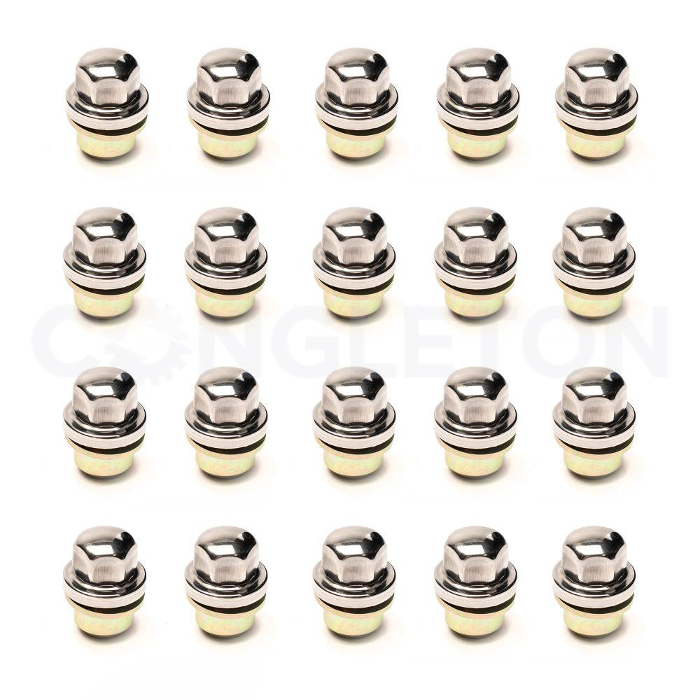 Stainless Steel Capped Alloy Wheel Nuts - Set of 20 for Range Rover, Defender